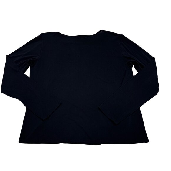 Eileen Fisher 100% Silk Women's Black Classic LS Top, Size M - Picture 2 of 7
